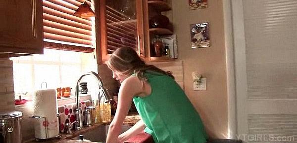  Young housekeeper kitchen table fuck